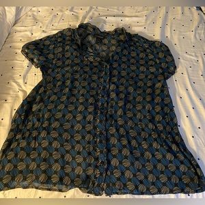 Lane Bryant Black Blue Gray Blouse 22-24 3X